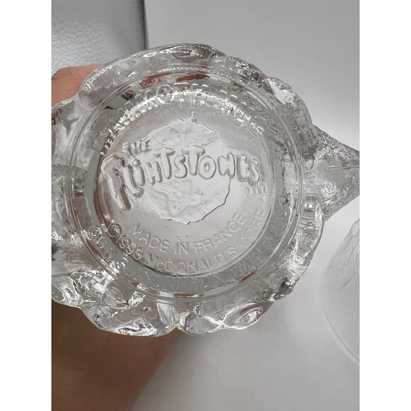 Set of 2 McDonald's Flintstones Mammoth Frosted Clear Mugs RocDonalds 1993 - Picture 9 of 9